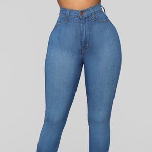 Classic High Waist Skinny Jeans - Medium Blue Wash